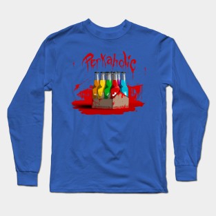 Zombie 8-Pack Bloodied Perkaholic on Teal Long Sleeve T-Shirt